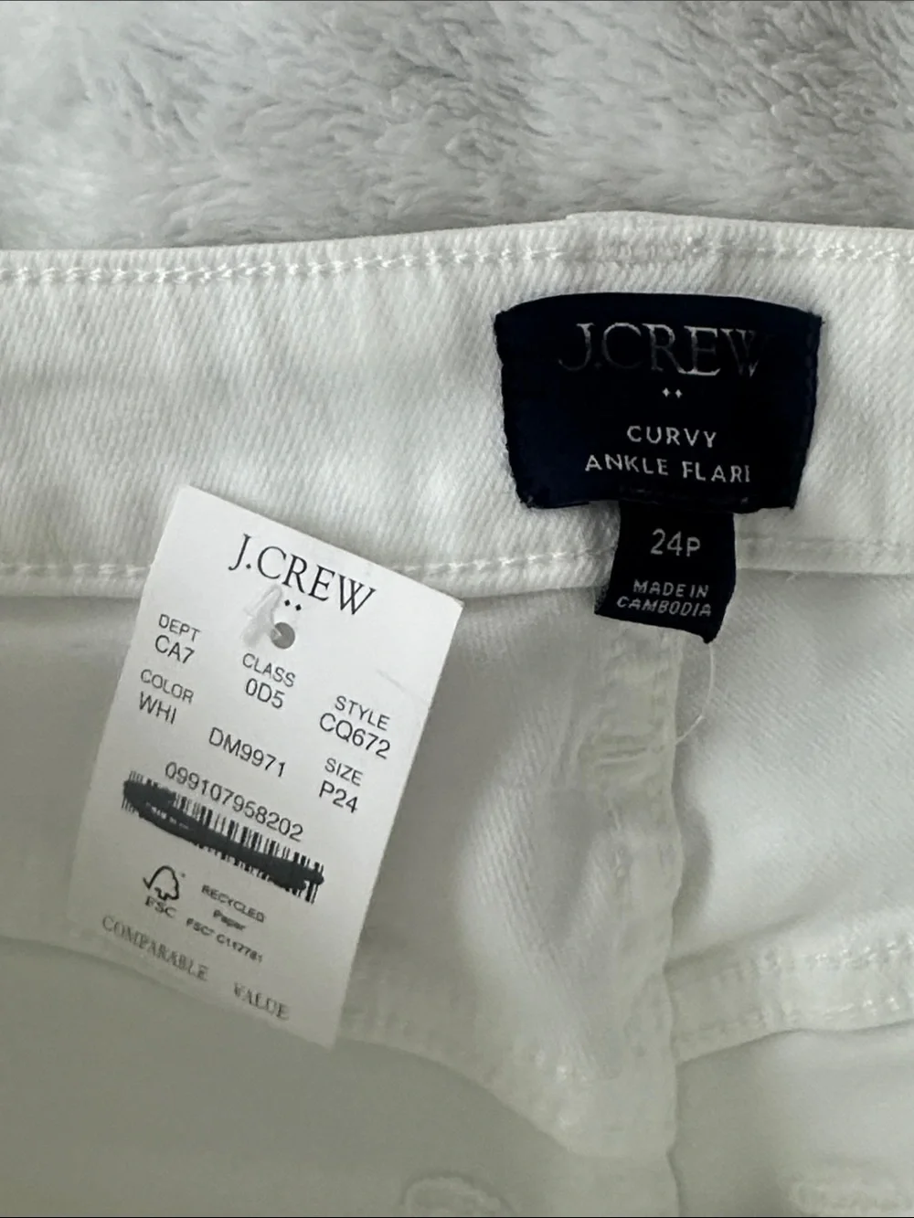 J.Crew Curvy Ankle Flare White Size 24P NWT